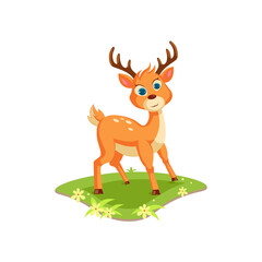Obraz na płótnie Canvas little deer in meadow vector illustration