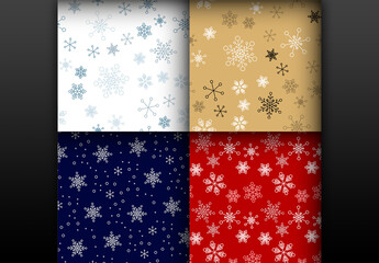Christmas Color Seamless Pattern with Simple Snowflakes