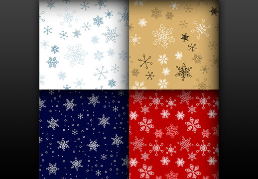 Christmas Color Seamless Pattern with Simple Snowflakes