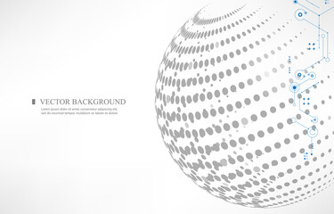 Abstract vector 3D global dots pattern.white vector technology backgrond