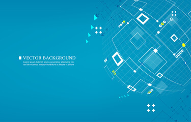 Technology abstract global connection concept.technology vector blue wallpaper