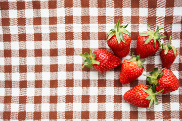 fresh strawberry summer fruit vitamins dessert checkered tablecloth