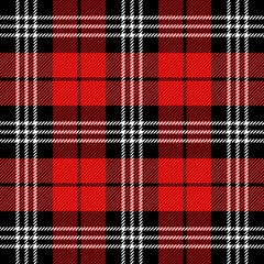Christmas and new year tartan plaid. Scottish pattern in red, black and green cage. Scottish cage. Traditional Scottish checkered background. Seamless fabric texture. Vector illustration