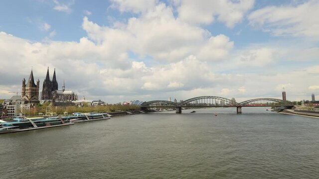 Time lapse from Cologne city at sunny day, Germany