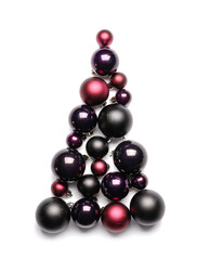 Christmas tree made of dark balls on white background