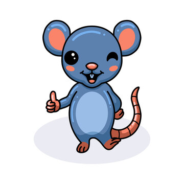 Cute little mouse cartoon giving thumb up
