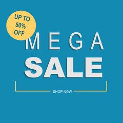 Mega sale discount banner template promotion. One day deal, special offer. Set of flat backgrounds for social media, stories, banners, invitation card, poster, greeting card. Vector illustration
