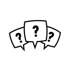 Conjunto de burbujas de diálogo de expresión. Globo o pensamientos. Signo de interrogación. Concepto de pregunta, duda o inquietud. Ilustración vectorial