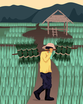 Worker harvesting crops in field