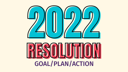 2022 new year resolution banner in retro style