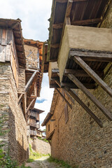 Fototapeta na wymiar Village of Kovachevitsa with nineteenth century houses, Bulgaria
