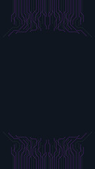 Vector abstract background on the theme of digital technology, future, cyberpunk. Dark background with bright violet lines computer elements. Banner template design for web, copyspace.