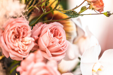Bouquet wedding ceremony love rose decor close up