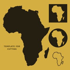 Africa map Template for laser cutting, wood carving, paper cut. Silhouettes for cutting. Africa map  stencil.