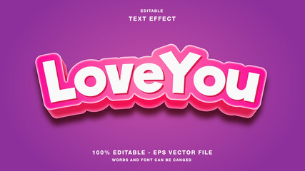 Love You Editable Text Effect
