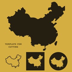 Obraz premium China map Template for laser cutting, wood carving, paper cut. Silhouettes for cutting. China map stencil.