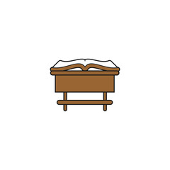 flat vector illustration of a study desk with a book on it.