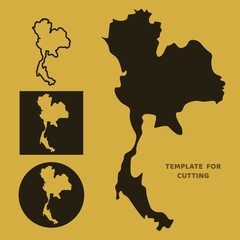 Thailand map Template for laser cutting, wood carving, paper cut. Silhouettes for cutting. Thailand map  stencil.