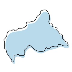 Stylized simple outline map of Central African Republic icon. Blue sketch map of Central African Republic  illustration