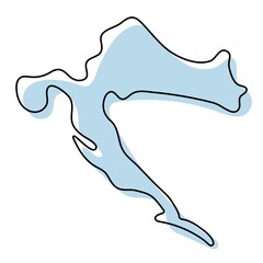 Fototapeta premium Stylized simple outline map of Croatia icon. Blue sketch map of Croatia illustration