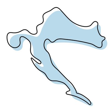 recommend clip art: Stylized simple outline map of Croatia icon. Blue sketch map of Croatia  illustration