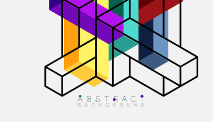 Fototapeta premium Abstract background. 3d cubes, cubic elements and blocks. Techno or business concept for wallpaper, banner, background, landing page