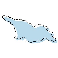 Fototapeta premium Stylized simple outline map of Georgia icon. Blue sketch map of Georgia illustration
