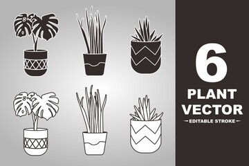 set of icons plants editable 