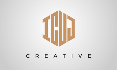 letters ICUJ creative polygon hexagon logo victor template