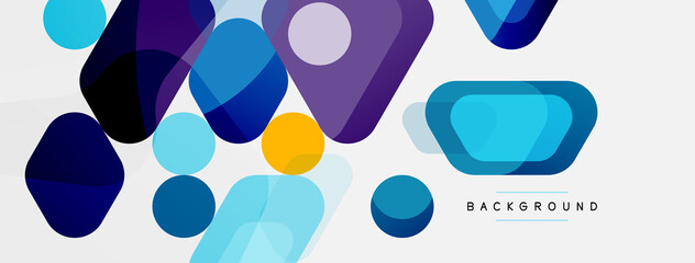 Abstract round geometric shapes and circles background. Trendy techno business template for wallpaper, banner, background or landing