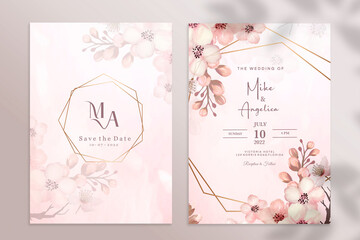 Floral Wedding Invitation with Sakura Flower