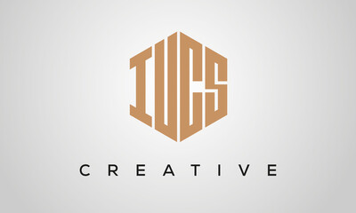 letters IUCS creative polygon hexagon logo victor template