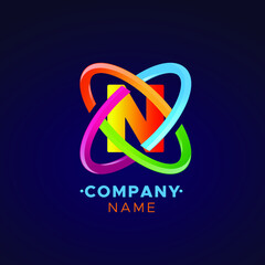 This an abstract colorful N letter Vector logo for Business Company, Brand Logo, abstract colorful illustration