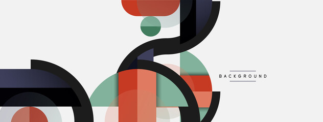 Geometric shapes composition abstract background. Circles lines and rectangles. Vector illustration for wallpaper banner background or landing page