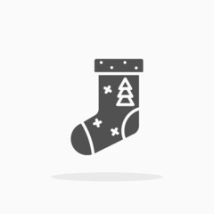 Sock decoration christmas icon. Solid or glyph style. Vector illustration. Enjoy this icon for your project.