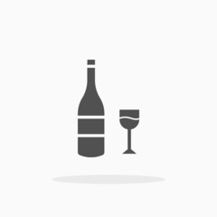 Wine bottle with glass icon. Solid or glyph style. Vector illustration. Enjoy this icon for your project.