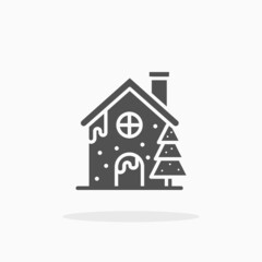 Snow House with snow and tree icon. Solid or glyph style. Vector illustration. Enjoy this icon for your project.