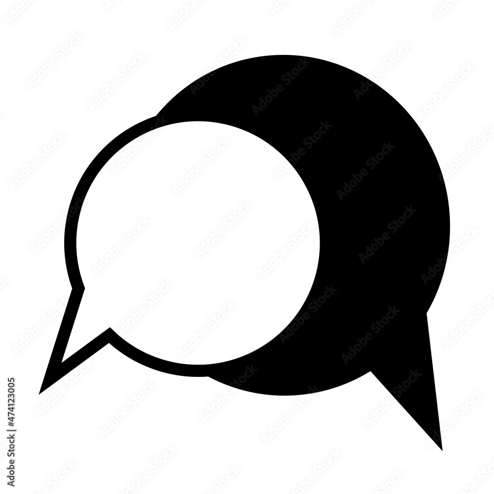Poster speech bubbles icon. black and white. dialogue emblem. app element. communicate button. vector illus