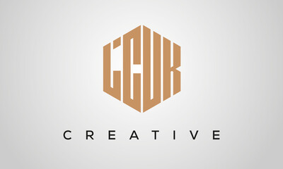 letters LCUK creative polygon hexagon logo victor template