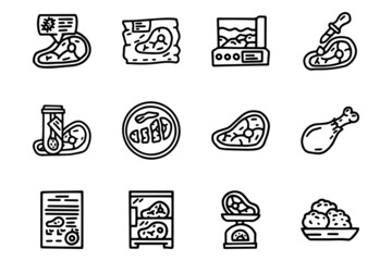Butcher store line vector doodle simple icon set