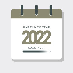 Happy new year 2022 loading with calender illustration on isolated background