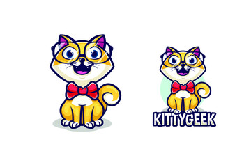 Geek Cat Mascot Illustration