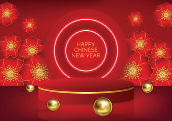 Naklejka na ściany i meble chinese new year product display for show art vector background 