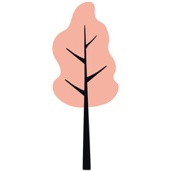Vector - árbol rosado- ilustración minimalista