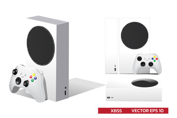 Bangkok, Thailand - March 3, 2021: Xbox series S mockup. Game device  for Infographic Global Business web site design app realistic vector illustration.