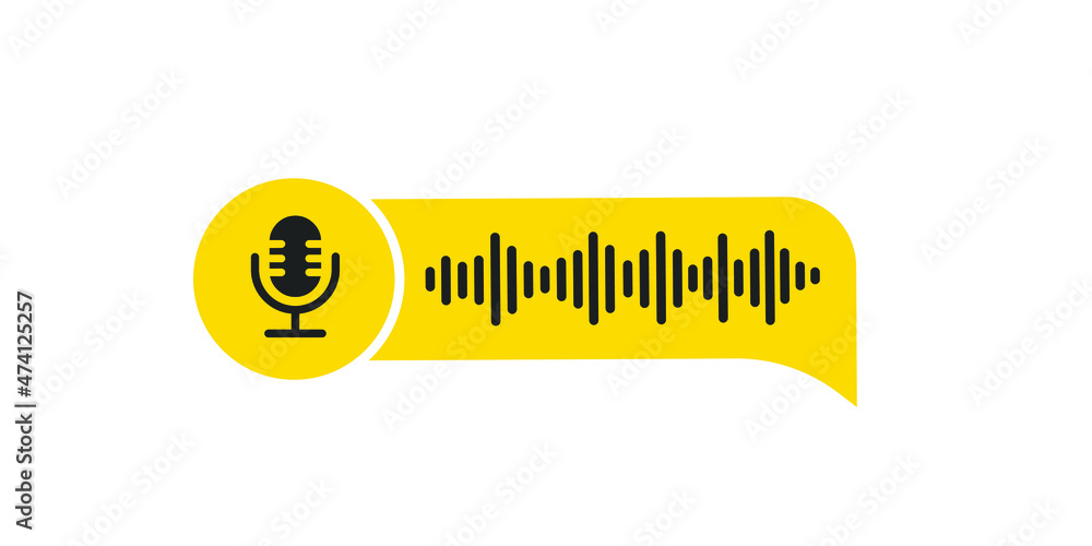 Poster voice messages geometric bubble icon with microphone emblem. voice messaging correspondence. modern 