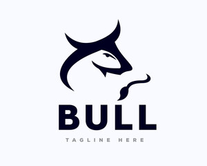 simple bull art style logo icon symbol design template illustration