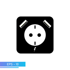 Socket for electrical appliances with USB outputs for charging gadgets. Vector illustration.