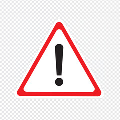 Danger icon, Caution symbol, Exclamation sign. Isolated exclam risk triangle on transparent background. Colored warning alert concept design. Vector illustration to PNG © Paolo