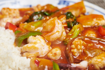 Shrimp Seafood Bowl and Vegetables 